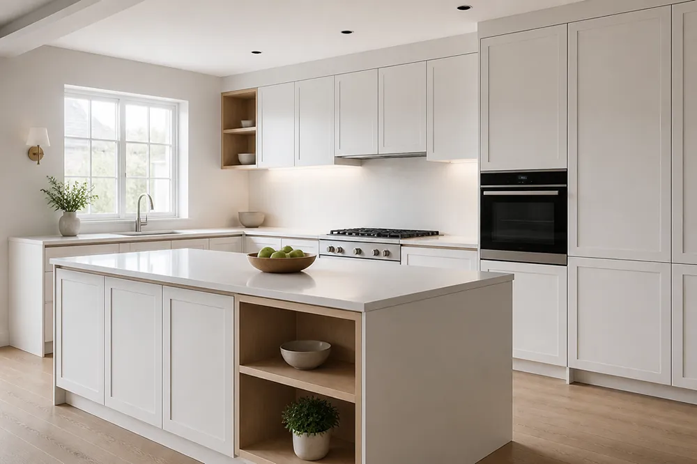 Modern minimalist kitchen panoramic view