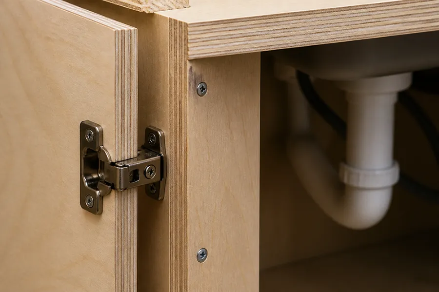 Close-up of the multi-layer board cabinet structure