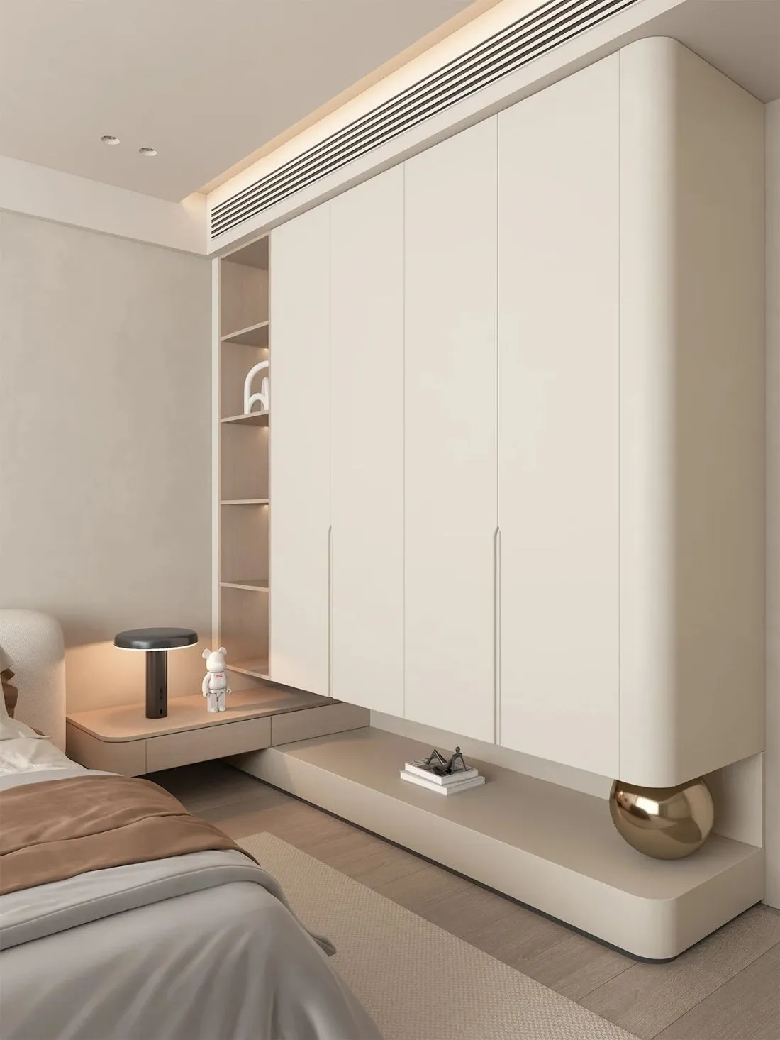 Modern Freestanding Convertible Sliding Door Wardrobe Durable Wooden Construction Soft-Closing System for Bedroom Organization